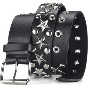 🆕 Women Black Studded Waist Belt Stud Punk Rock Cosplay Halloween Metal Buckle